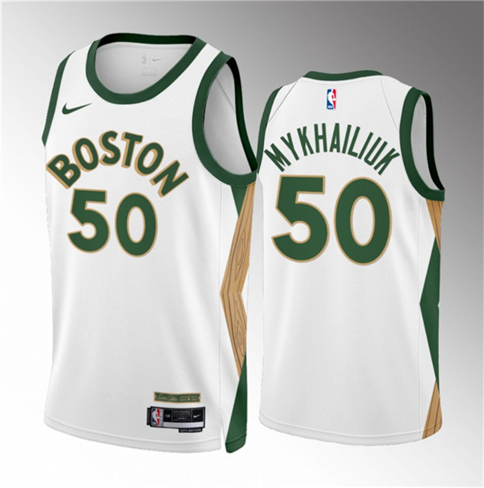 Personalized Men’s Boston Celtics #50 Svi Mykhailiuk White 2023 24 City Edition Stitched Basketball Jersey