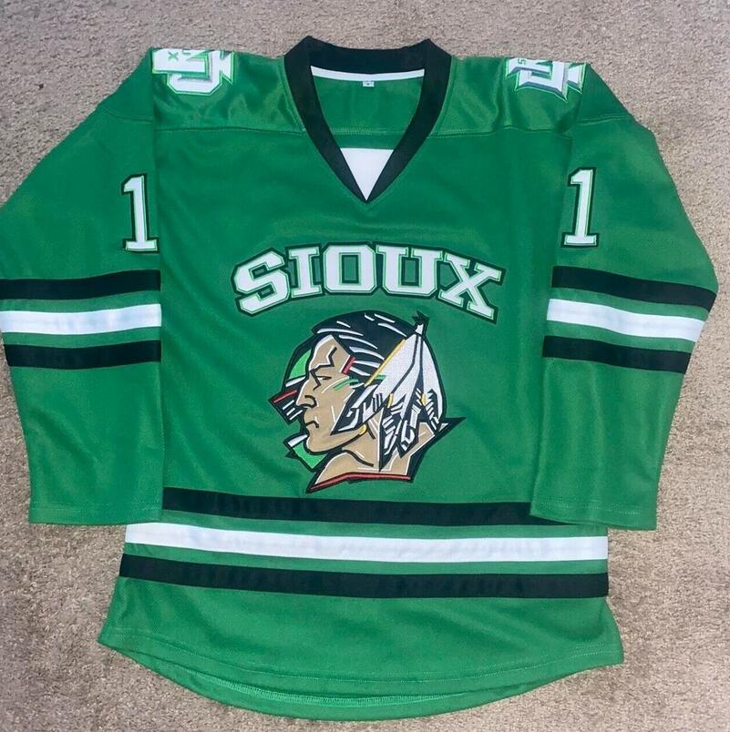 Personalized Men’s North Dakota Fighting Hawks Green Stitched Jersey