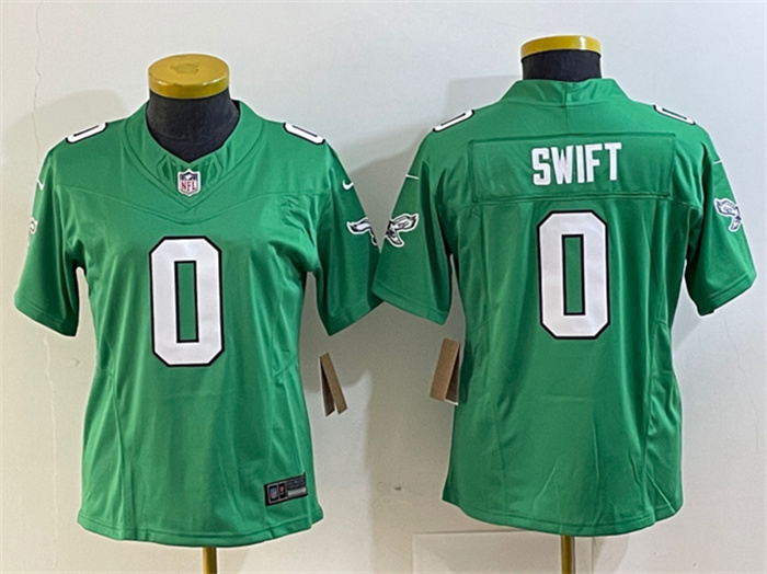 Personalized Women’s Philadelphia Eagles #0 D’Andre Swift Green 2023 F.U.S.E. Stitched Football Jersey(Run Small)
