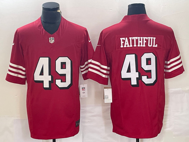 Personalized Men’s San Francisco 49ers #49 Faithful New Red 2023 F.U.S.E. Untouchable Limited Stitched Football Jersey