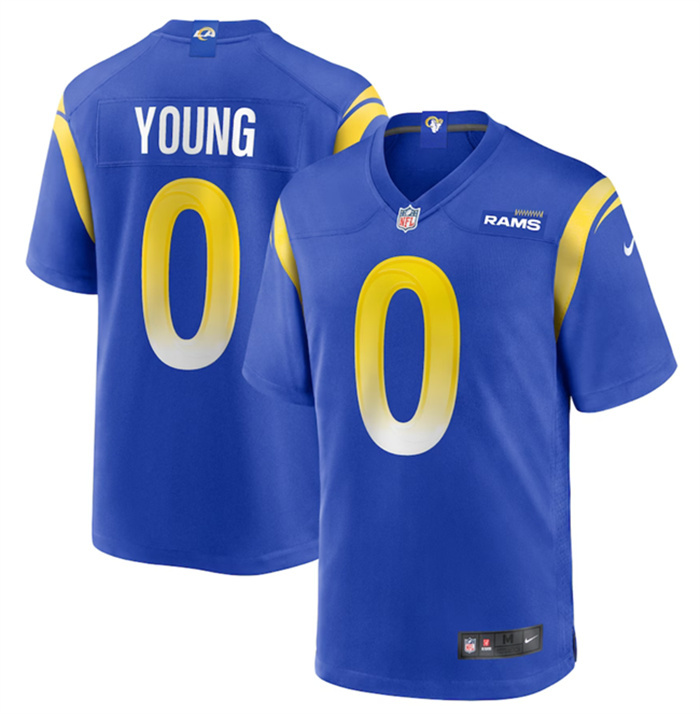Personalized Men’s Los Angeles Rams #0 PByron Young Blue Stitched Game Jersey