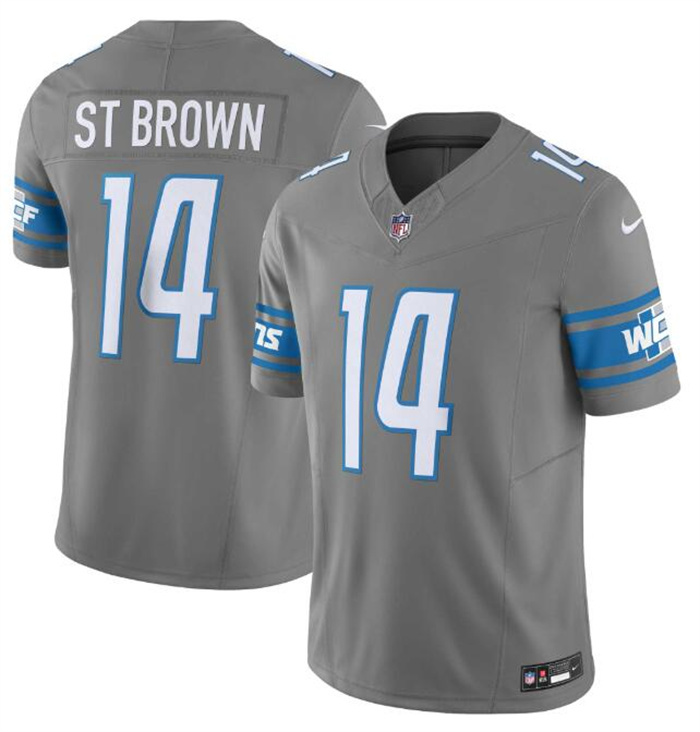 Personalized Men’s Detroit Lions #14 Amon-Ra St. Brown Grey 2023 F.U.S.E. Untouchable Limited Stitched Jersey