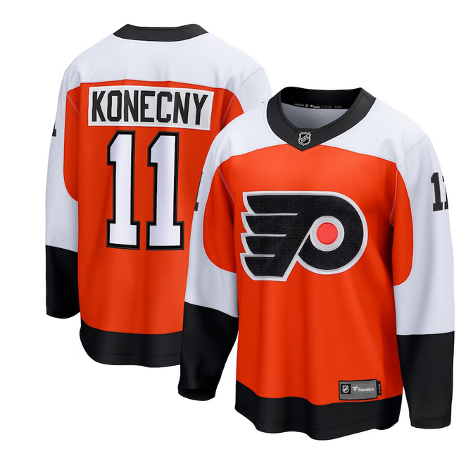 Personalized Men’s Philadelphia Flyers #11 Travis Konecny Orange Stitched Jersey