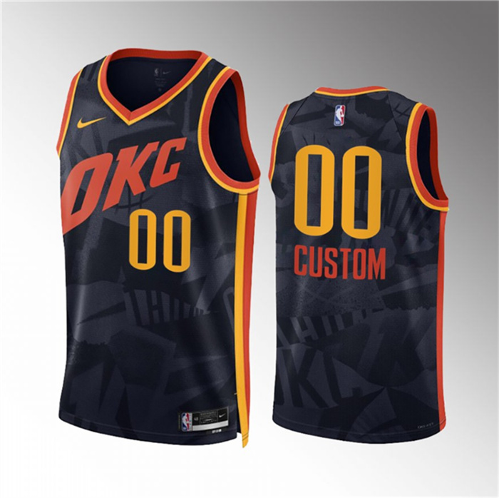 Personalized Men’s Oklahoma City Thunder Active Player Black 2023 24 City Edition Stitched Basketball Jersey