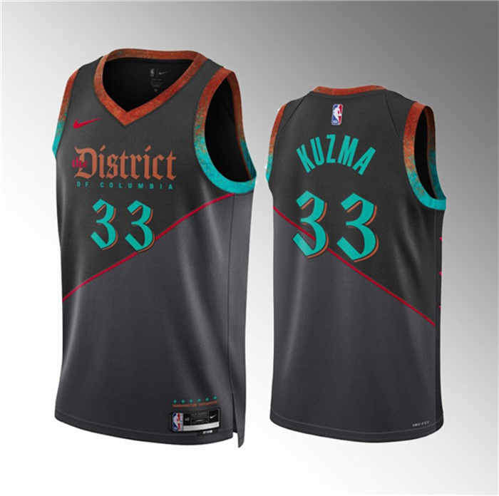 Personalized Men’s Washington Wizards #33 Kyle Kuzma Black 2023 24 City Edition Stitched Basketball Jersey
