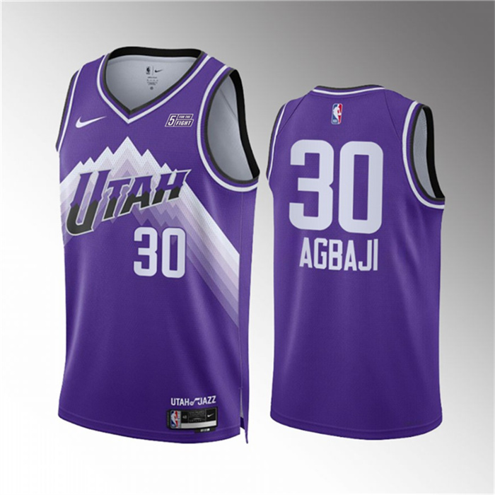 Personalized Men’s Utah Jazz #30 Ochai Agbaji Purple 2023 24 City Edition Stitched Basketball Jersey