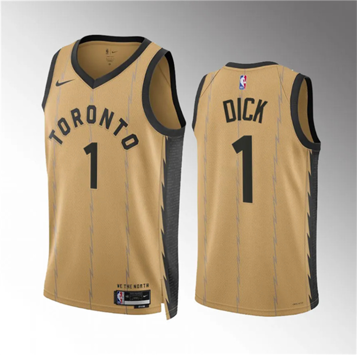 Personalized Men’s Toronto Raptors #1 Gradey Dick Gold 2023 24 City Edition Stitched Basketball Jersey