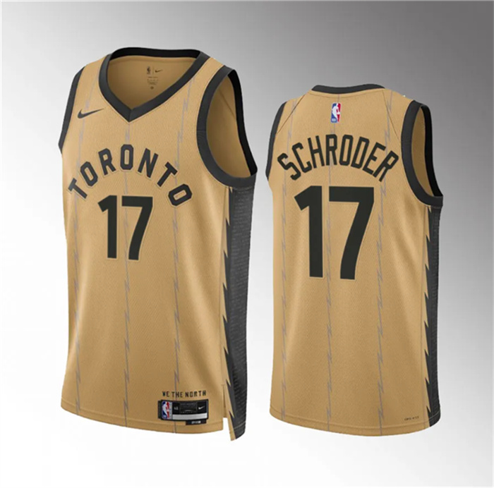 Personalized Men’s Toronto Raptors #17 Dennis Schroder Gold 2023 24 City Edition Stitched Basketball Jersey