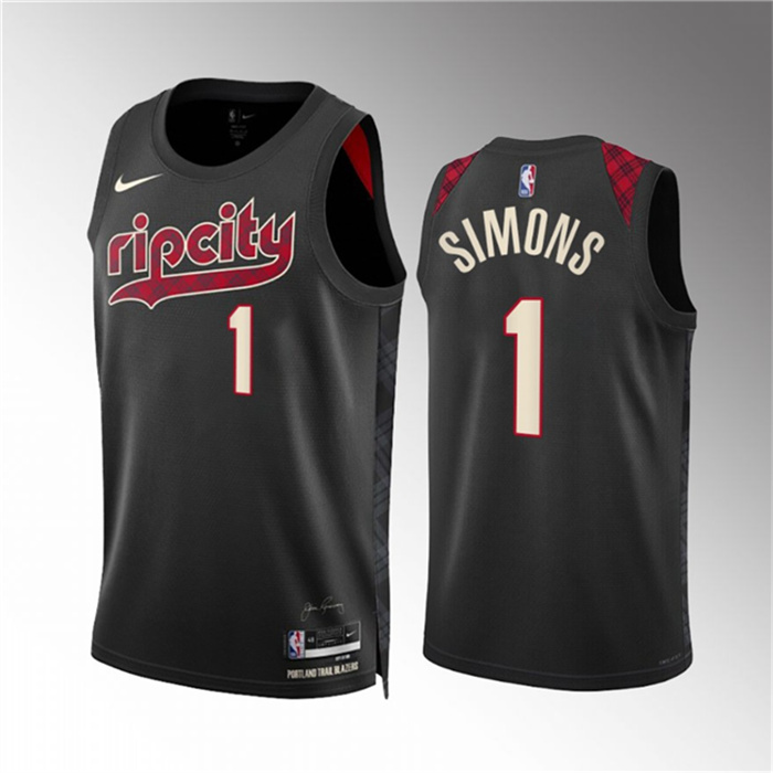 Personalized Men’s Portland Trail Blazers #1 Anfernee Simons Black 2023 24 City Edition Stitched Basketball Jersey
