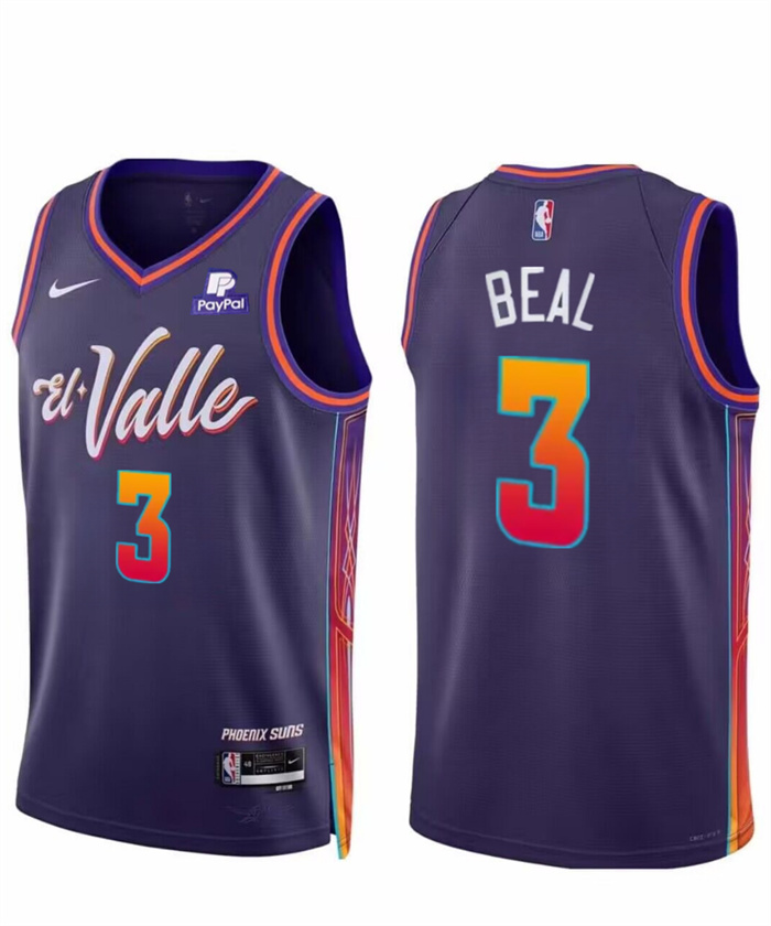 Personalized Men’s Phoenix Suns #3 Bradley Beal Purple 2023 24 City Edition Stitched Basketball Jersey