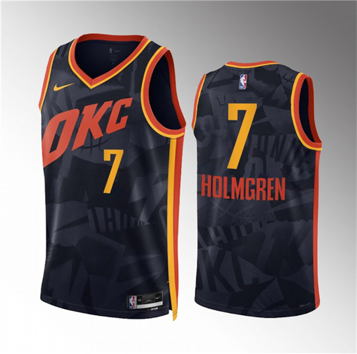 Personalized Men’s Oklahoma City Thunder #7 Chet Holmgren Black 2023 24 City Edition Stitched Basketball Jersey