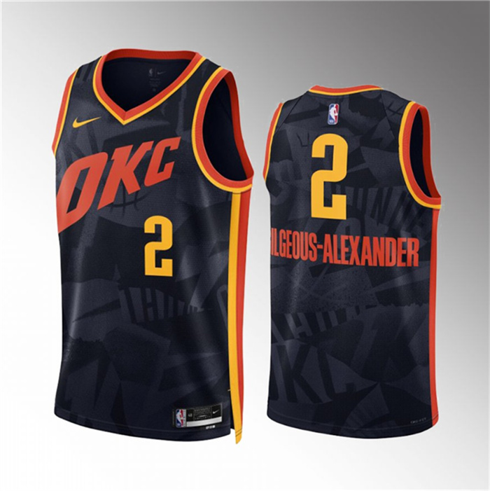 Personalized Men’s Oklahoma City Thunder #2 Shai Gilgeous-Alexander Black 2023 24 City Edition Stitched Basketball Jersey
