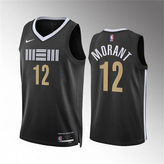 Personalized Men’s Memphis Grizzlies #12 Ja Morant Black 2023 24 City Edition Stitched Basketball Jersey