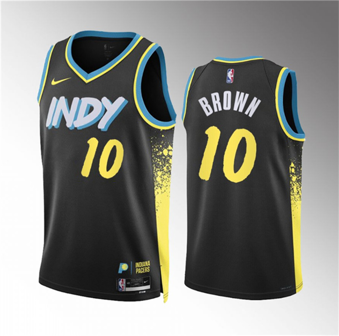 Personalized Men’s Indiana Pacers #10 Kendall Brown Black 2023 24 City Edition Stitched Basketball Jersey