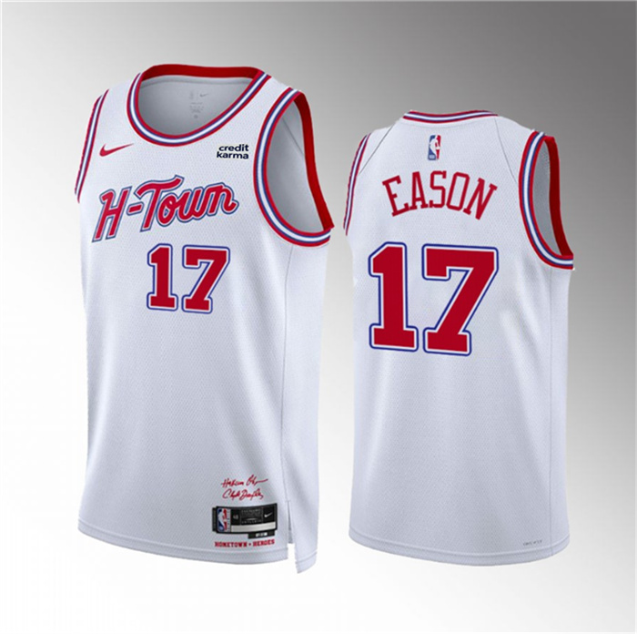 Personalized Men’s Houston Rockets #17 Tari Eason White 2023 24 City Edition Stitched Jersey
