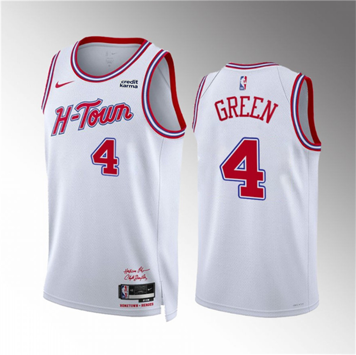 Personalized Men’s Houston Rockets #4 Jalen Green White 2023 24 City Edition Stitched Jersey