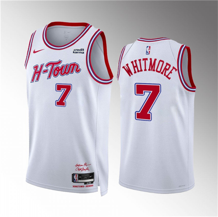 Personalized Men’s Houston Rockets #7 Cam Whitmore White 2023 24 City Edition Stitched Jersey
