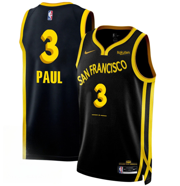 Personalized Men’s Golden State Warriors #3 Chris Paul Black 2023 24 City Edition Stitched Basketball Jersey