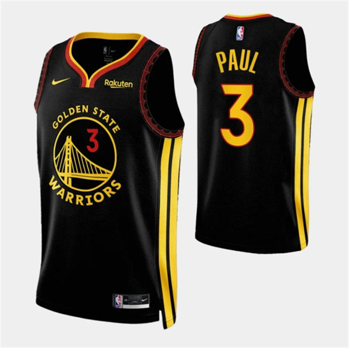 Personalized Men’s Golden State Warriors #3 Chris Paul Black 2023 24 City Edition Stitched Basketball Jerseys