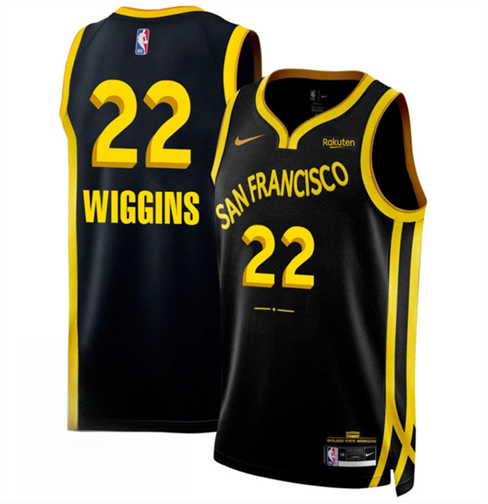 Personalized Men’s Golden State Warriors #22 Andrew Wiggins Black 2023 24 City Edition Stitched Basketball Jersey