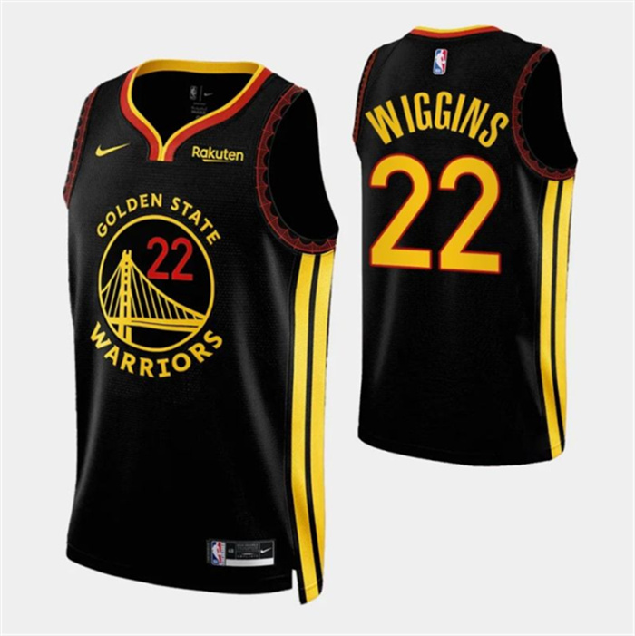 Personalized Men’s Golden State Warriors #22 Andrew Wiggins Black 2023 24 City Edition Stitched Basketball Jerseys