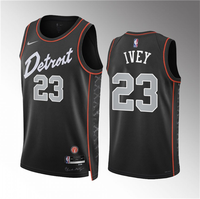 Personalized Men’s Detroit Pistons #23 Jaden Ivey Black 2023-24 City Edition Stitched Basketball Jersey