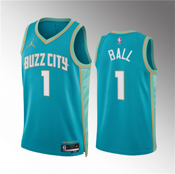 Personalized Men’s Charlotte Hornets #1 LaMelo Ball Teal 2023 24 City Edition Stitched Basketball Jersey