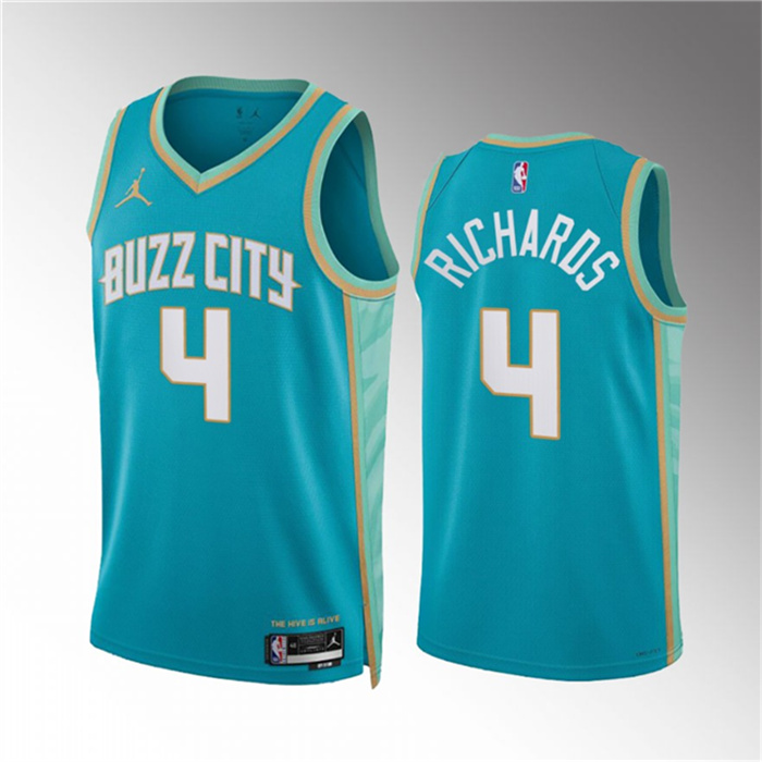 Personalized Men’s Charlotte Hornets #4 Nick Richards Teal 2023 24 City Edition Stitched Basketball Jersey
