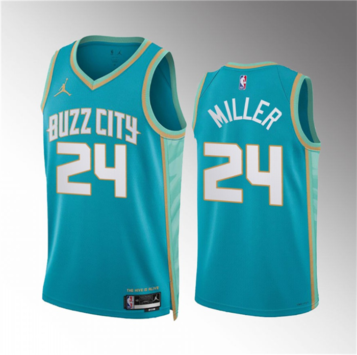 Personalized Men’s Charlotte Hornets #24 Brandon Miller Teal 2023 24 City Edition Stitched Basketball Jersey