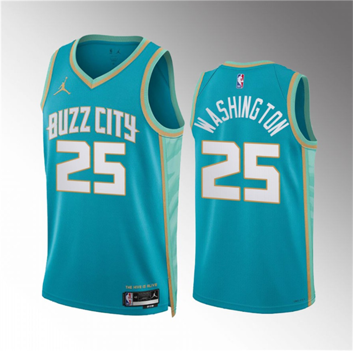 Personalized Men’s Charlotte Hornets #25 P.J. Washington Teal 2023 24 City Edition Stitched Basketball Jersey