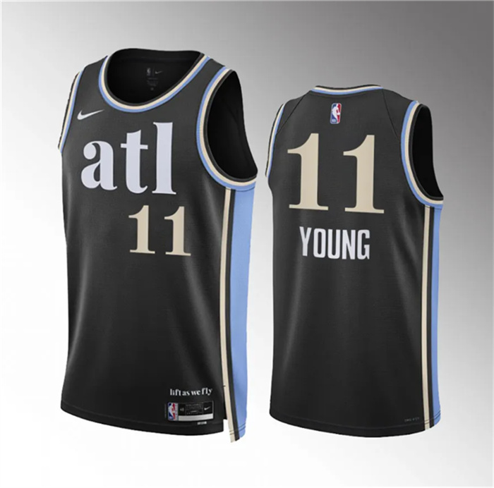 Personalized Men’s Atlanta Hawks #11 Trae Young 2023 24 Black City Edition Stitched Basketball Jersey