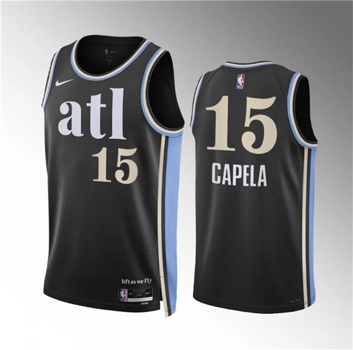 Personalized Men’s Atlanta Hawks #15 Clint Capela 2023 24 Black City Edition Stitched Basketball Jersey
