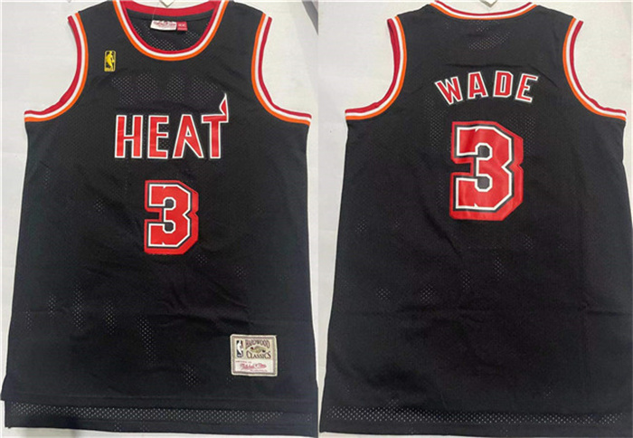 Personalized Men’s Miami Heat 3 Dwyane Wade Black Stitched Basketball Jersey