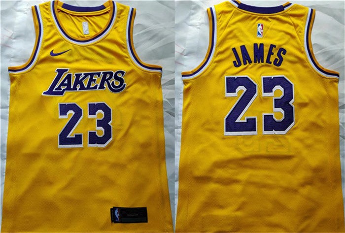 Personalized Men’s Los Angeles Lakers #23 LeBron James Yellow Stitched Basketball Jersey