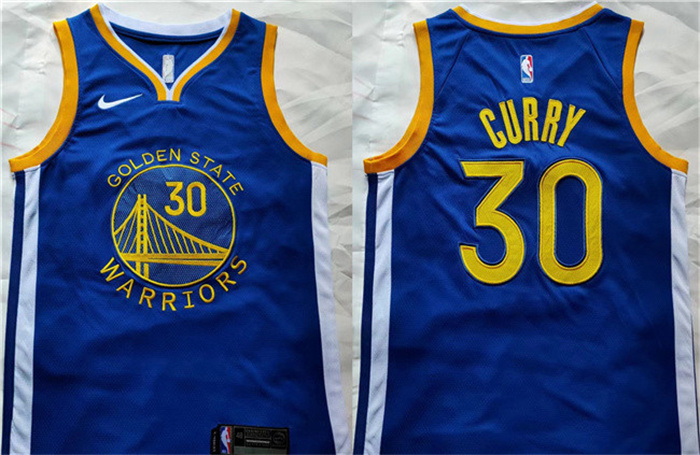 Personalized Men’s Golden State Warriors #30 Stephen Curry Blue Stitched Basketball Jerseys