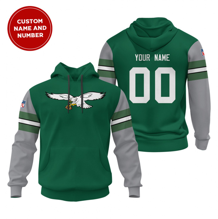 Personalized Men’s Philadelphia Eagles Green Sideline Alternate Club Pullover Stitched Hoodie