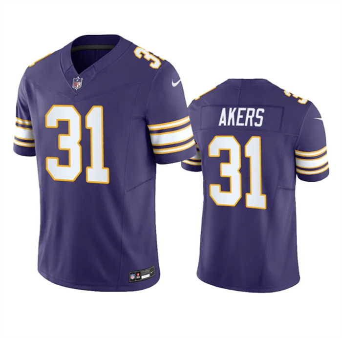 Personalized Men’s Minnesota Vikings #31 Cam Akers Purple 2023 F.U.S.E. Throwback Limited Stitched Jersey