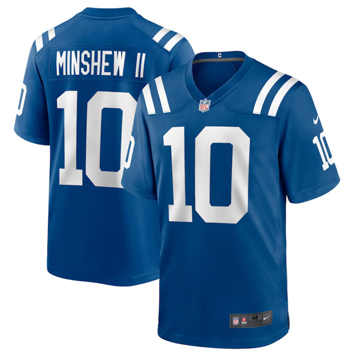 Personalized Men’s Indianapolis Colts #10 Gardner Minshew Blue Stitched Football Game Jersey