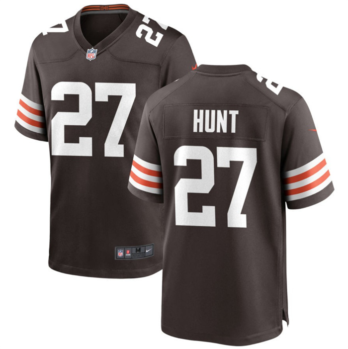 Personalized Men’s Cleveland Browns #27 Kareem Hunt Brown Stitched Game Jersey