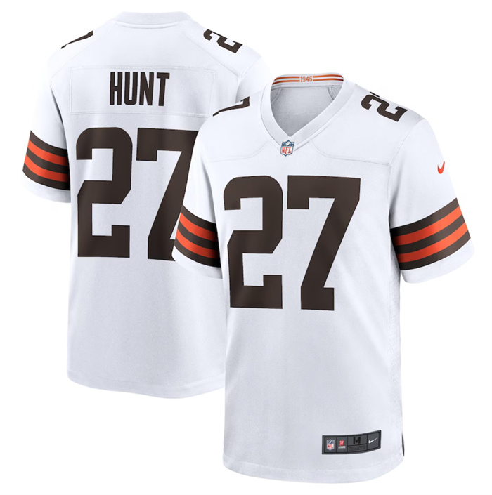 Personalized Men’s Cleveland Browns #27 Kareem Hunt White Stitched Game Jersey