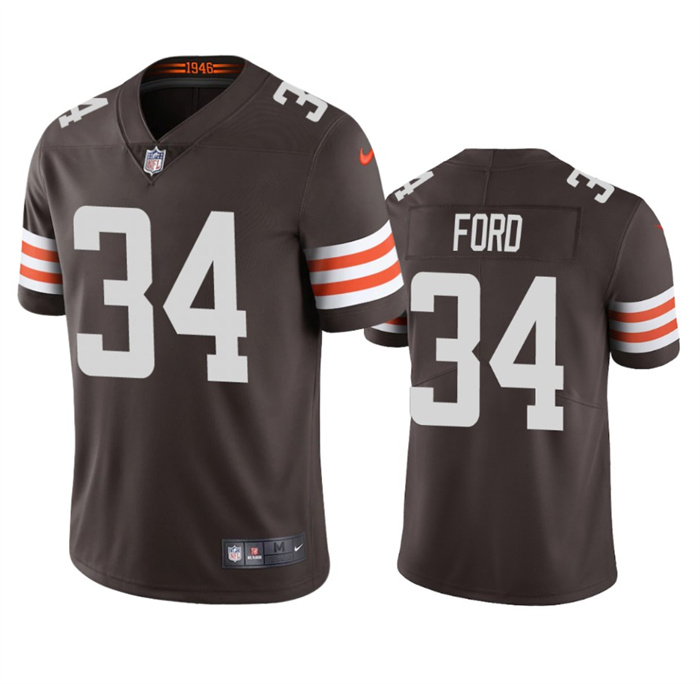 Personalized Men’s Cleveland Browns #34 Jerome Ford Brown Stitched Game Jersey