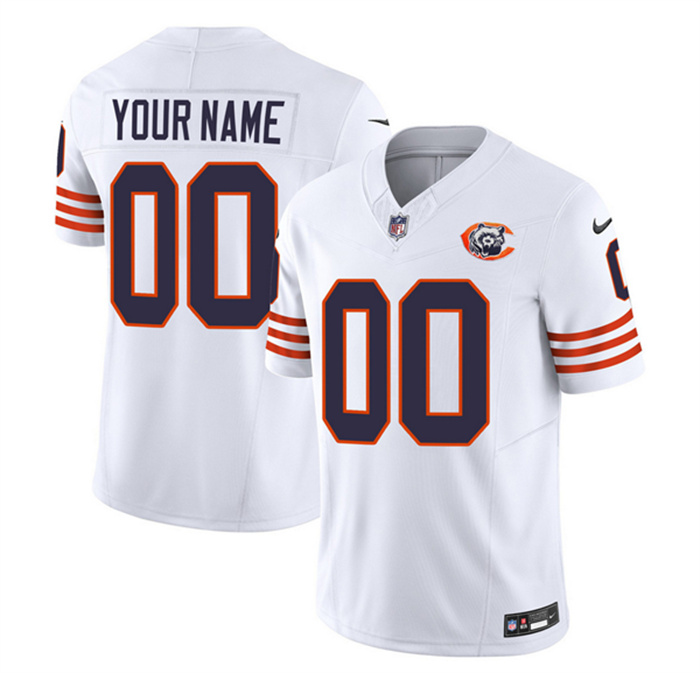 Personalized Men’s Chicago Bears Active Player 2023 F.U.S.E. White Throwback Limited Stitched Football Jersey