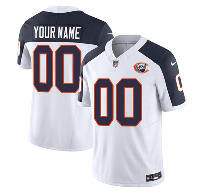 Personalized Men’s Chicago Bears Active Player 2023 F.U.S.E. White Navy Throwback Limited Stitched Football Jersey