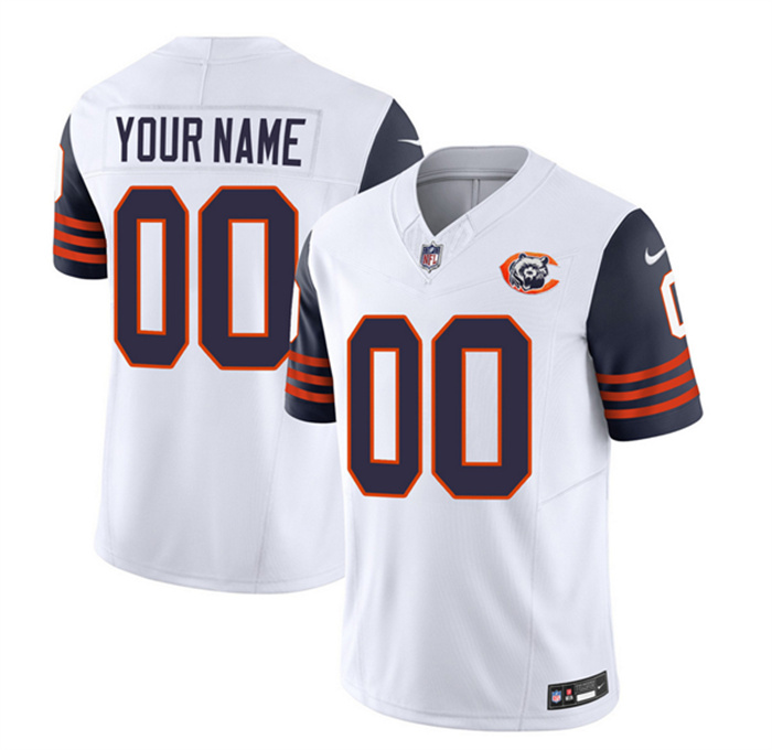 Personalized Men’s Chicago Bears Active Player 2023 F.U.S.E. White Navy Throwback Limited Stitched Football JerseyS