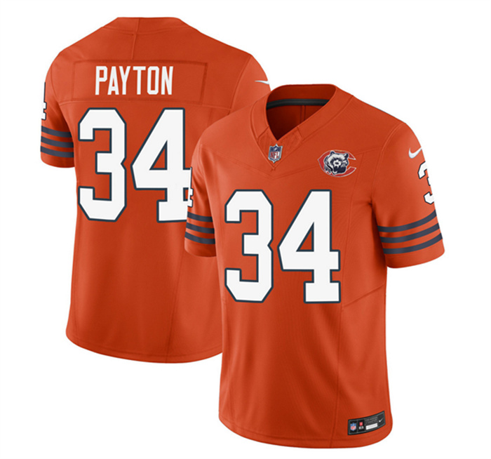 Personalized Men’s Chicago Bears #34 Walter Payton Orange 2023 F.U.S.E. Throwback Limited Stitched Football Jersey