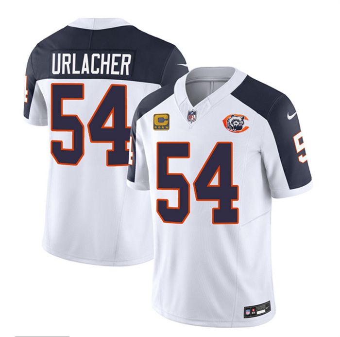 Personalized Men’s Chicago Bears #54 Brian Urlacher White Navy 2023 F.U.S.E. With 4-Star C PatchThrowback Limited Stitched Football Jersey