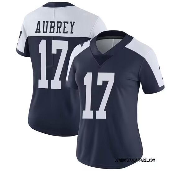 Personalized Women’s u00a0Dallas Cowboys #17 Brandon Aubrey Limited Navy Untouchable Jerseys