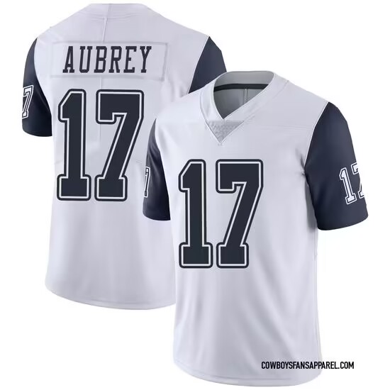 Personalized Men’s Dallas Cowboys #17 Brandon Aubrey Limited White Color Rush Untouchable Jersey