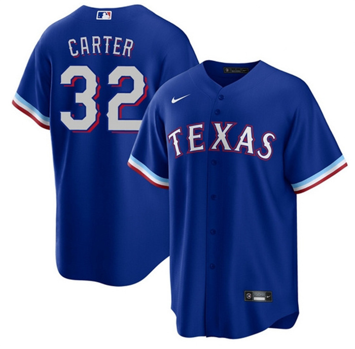 Personalized Men’s Texas Rangers #32 Evan Carter Royal Cool Base Stitched Baseball Jersey