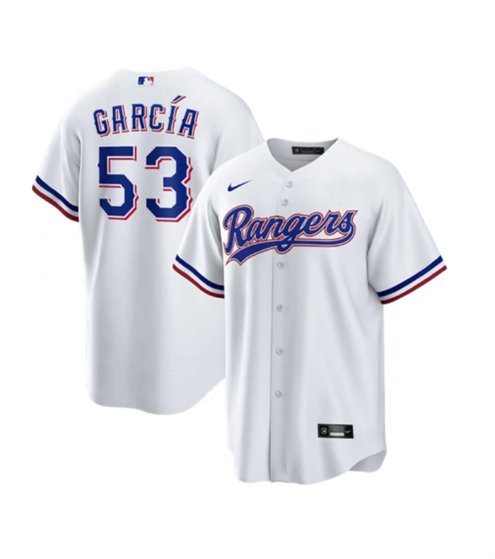 Personalized Men’s Texas Rangers #53 Adolis Garcia White Cool Base Stitched Baseball Jersey